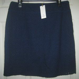 New Saint Tropez West Lined Cotton Eyelet Skirt Navy Blue Size 10 NWT
